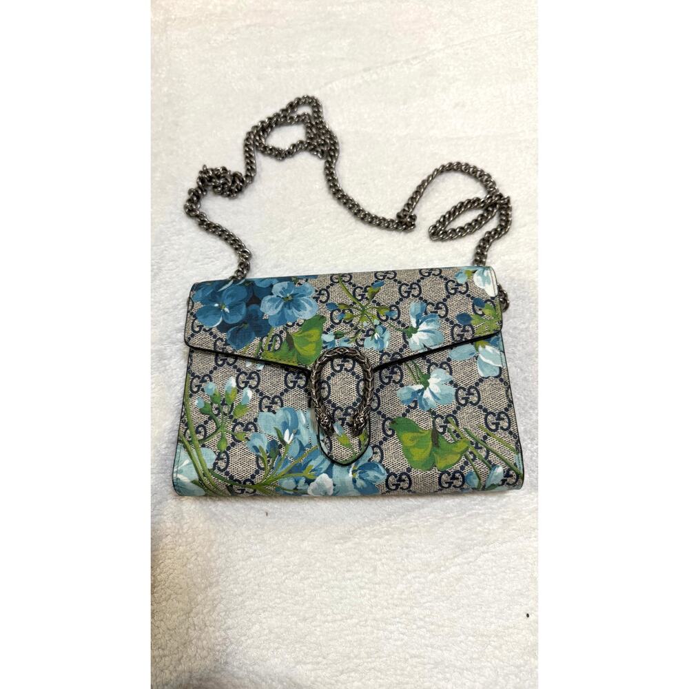 Gucci GG Blooms Dionysus Chain Shoulder Bag Blue